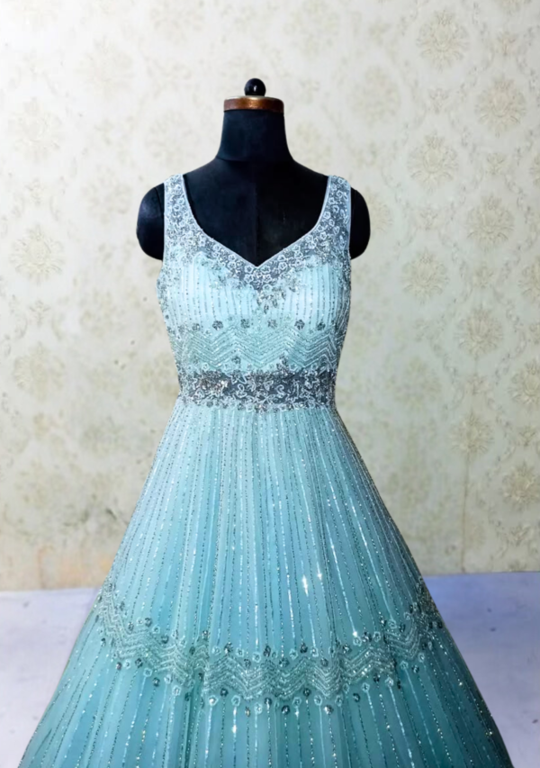 blue hand work design gown - Image 3
